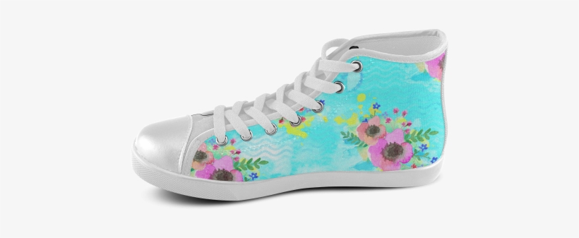 Watercolor Bouquet Women's High Top Canvas Shoes - Crazy Af Emoji Shoes (adult), transparent png #1029865