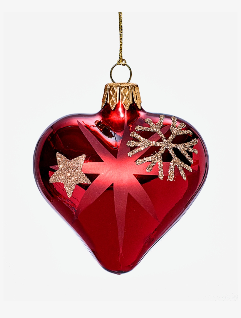 Heart Red With Golden Stars And Flakes - Red, transparent png #1031356