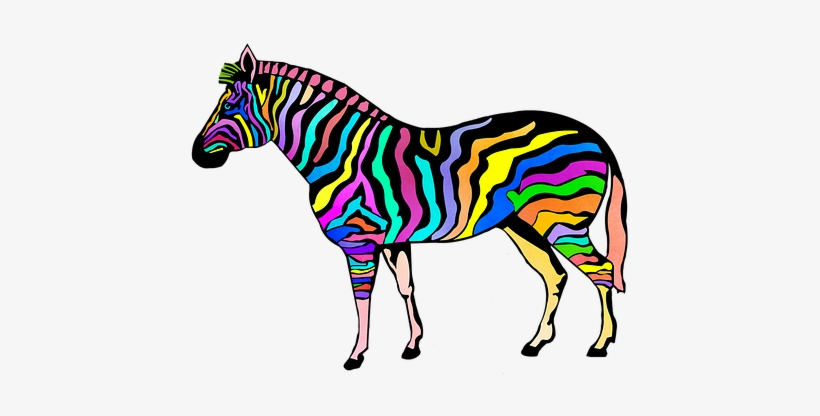 Zebra Animal Print Zoo Candy Striped Zebra - Rainbow Stripe Zebra Queen Duvet, transparent png #1031619