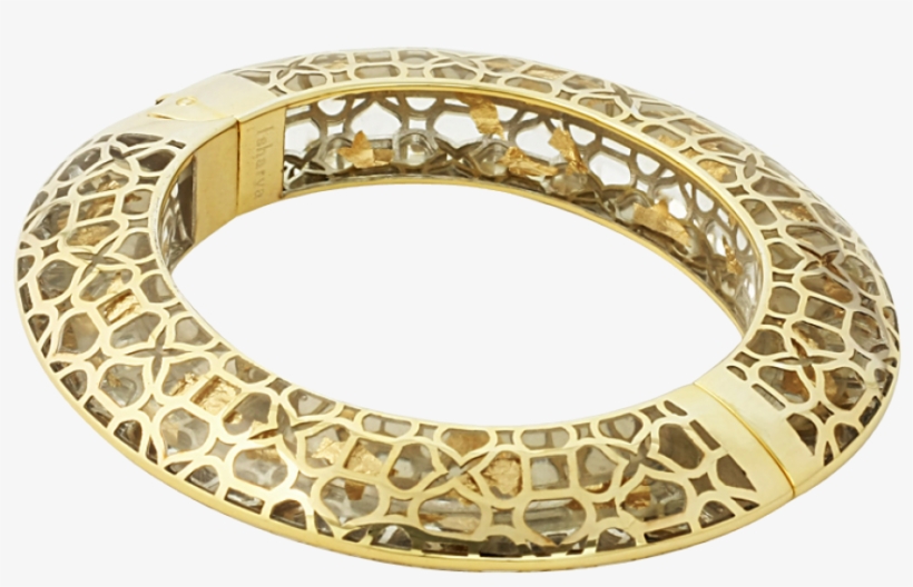 Temple Muse Gold Flakes Oval Hinge Bangle, transparent png #1031696