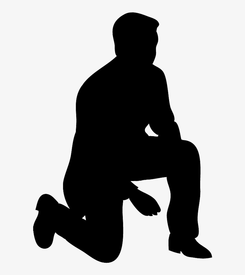 I Know You Don't Want Me Kissing The Back Of Your Leg - Man Kneeling Down Silhouette, transparent png #1032018