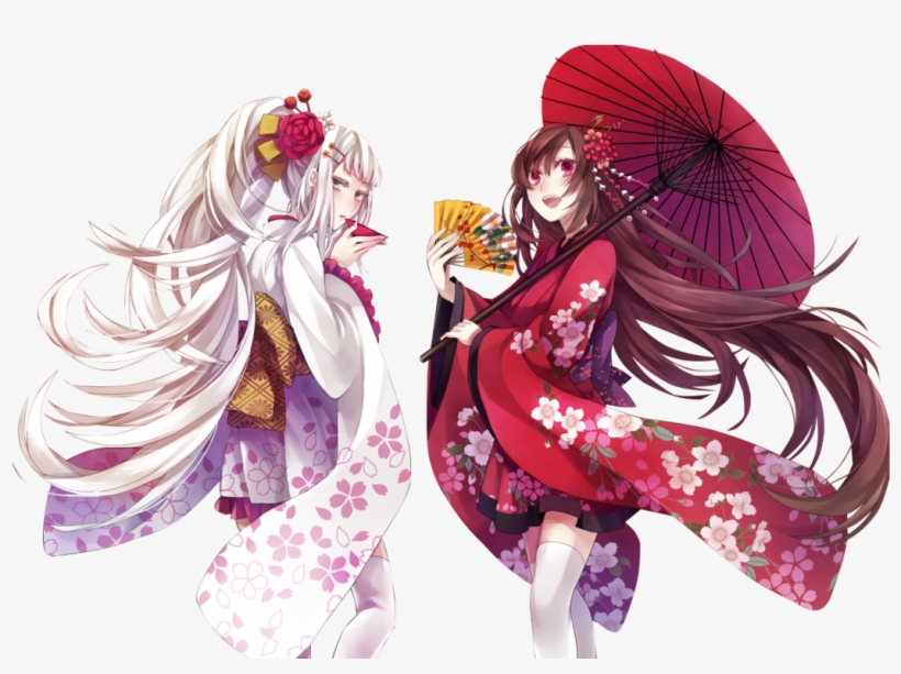 Japanese Anime Girls - Anime Girl In Kimono Render, transparent png #1032556