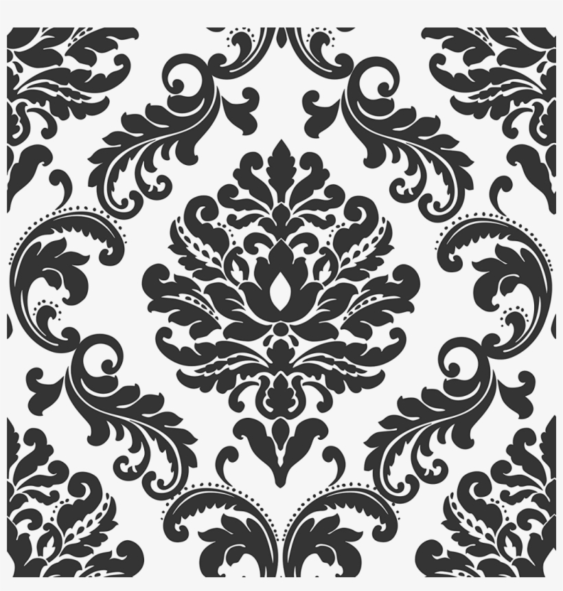 Damask Png Transparent Image - Wallpops! Ariel Black And White Damask Peel, transparent png #1034310