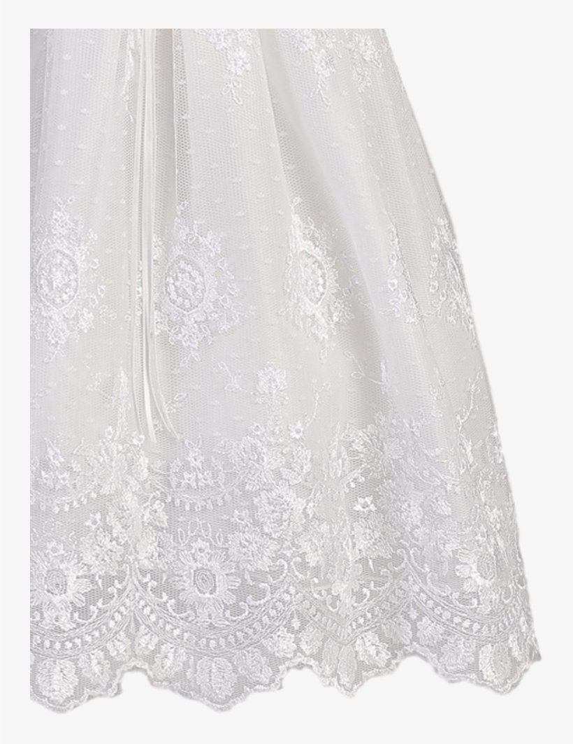 Baby Girls Floral Embroidered Tulle Christening Gown - Lace, transparent png #1034814