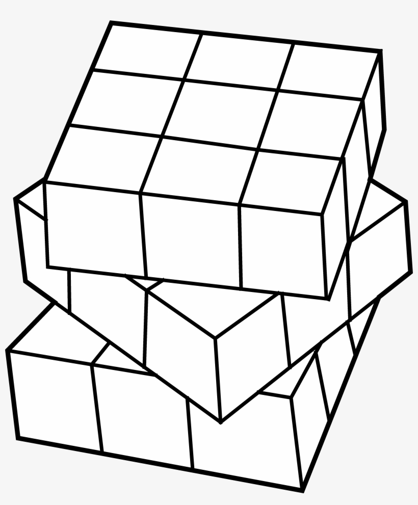 Rubiks Line Art Free Clip - Rubiks Cube Clip Art, transparent png #1035272