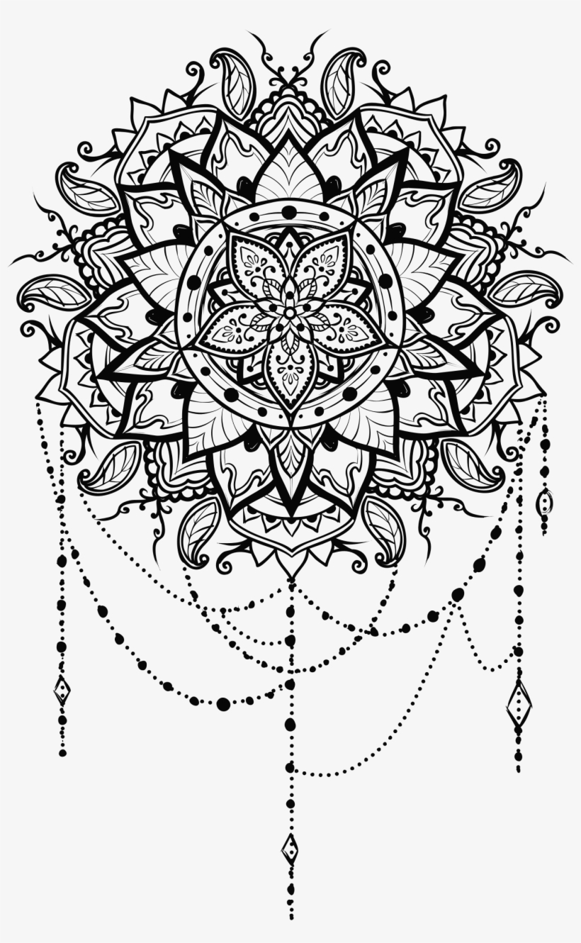 Intricate Floral Mandala Clip Black And White - Floral Mandala Png, transparent png #1035306