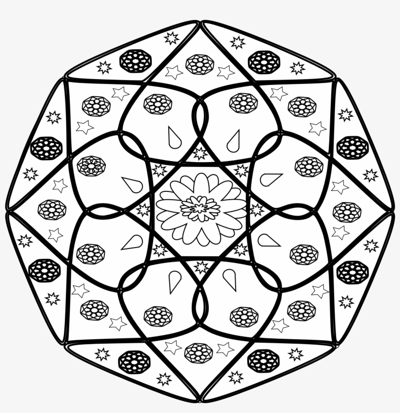 Mandala Black White Line Art Flag 999px 348 - Clipart Mandala Black And White, transparent png #1035550