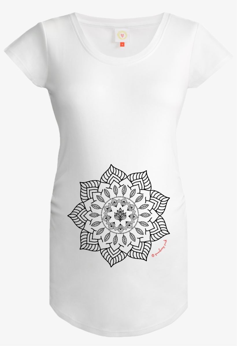 Gooseberry Pink Mandala Maternity Top In White Organic - Infant Bodysuit, transparent png #1036546