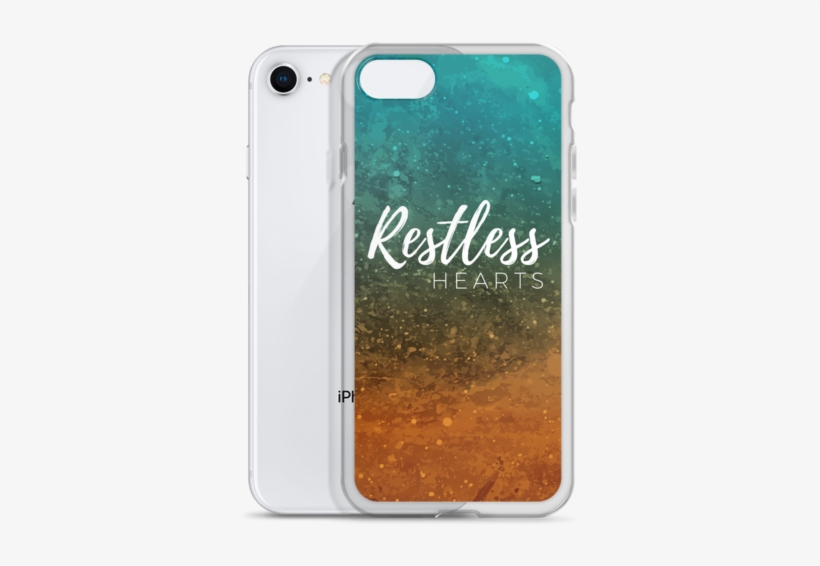 Restless Hearts Iphone 7/8/x Case - Grunge Textured Colors Of Blue Fading Into Orange Apple, transparent png #1038686