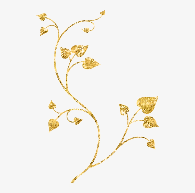 Ftestickers Fteglitter Golden Gold Leaves Branch - Leaf, transparent png #1039362