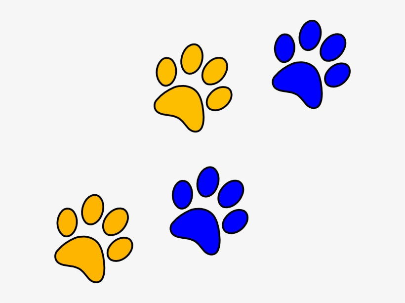 Bluegold Paw Print Clip Art - Blue And Gold Paw Prints, transparent png #1040282