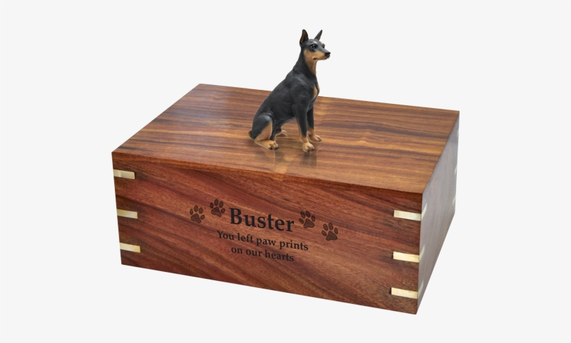 Black Doberman Pinscher Dog Figurine Wood Urn With - Bernese Mountain Dog Figure, transparent png #1040313