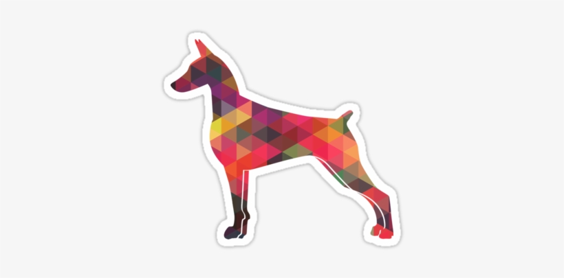 Doberman Pinscher Dog Colorful Geometric Pattern Silhouette - Dobermann, transparent png #1040620