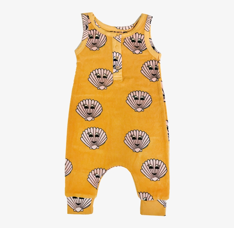 Hugo Loves Tiki Long Leg Terry Romper Seashells Seashell Free