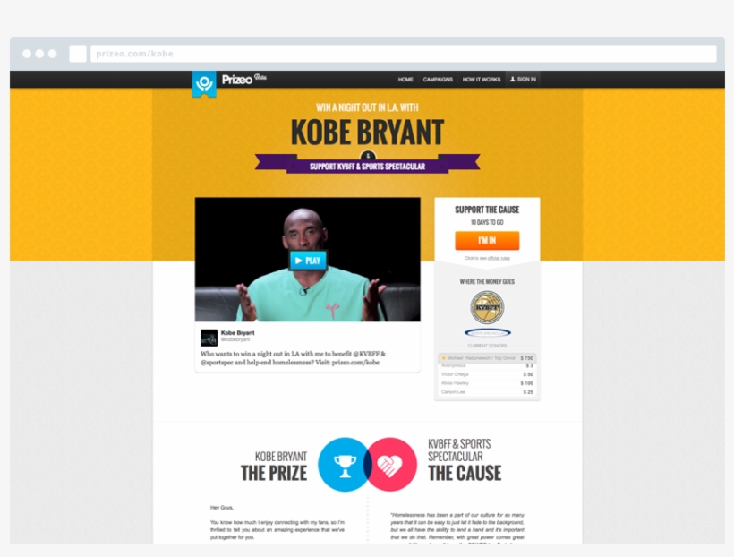 Kobe Prizeo - Prizeo, transparent png #1040768