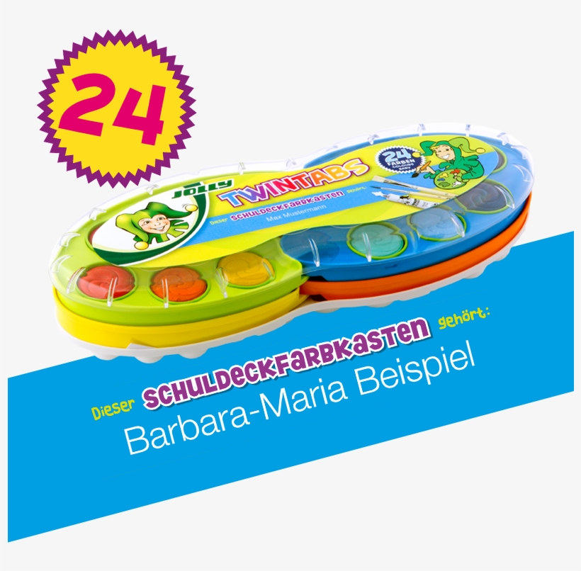 Twintabs Watercolor Paint Box 24 Colors - Jolly 24er Twintabs Schuldeckfarbkasten, transparent png #1041934