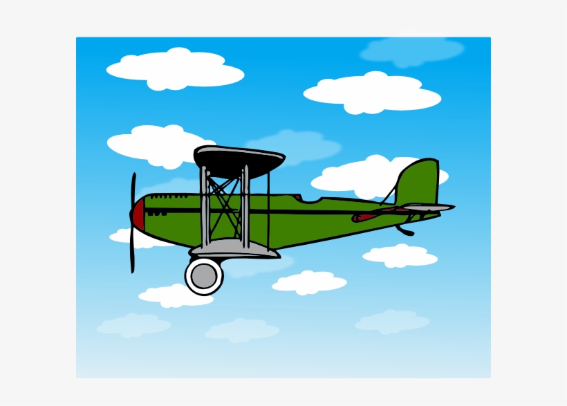 Green Biplane In Clouds Clipart Png For Web, transparent png #1042126