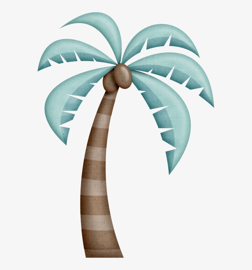 Beach With Palm Trees Vector Illustration - Palm Tree Clip Art Aesthetic, transparent png #1042229