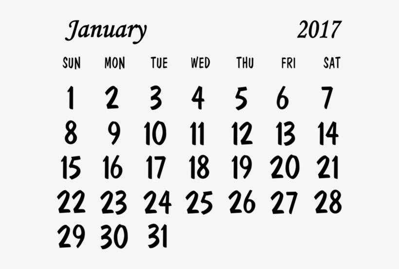 Calendar 2017 Png - January 2017 Calendar Png, transparent png #1042993