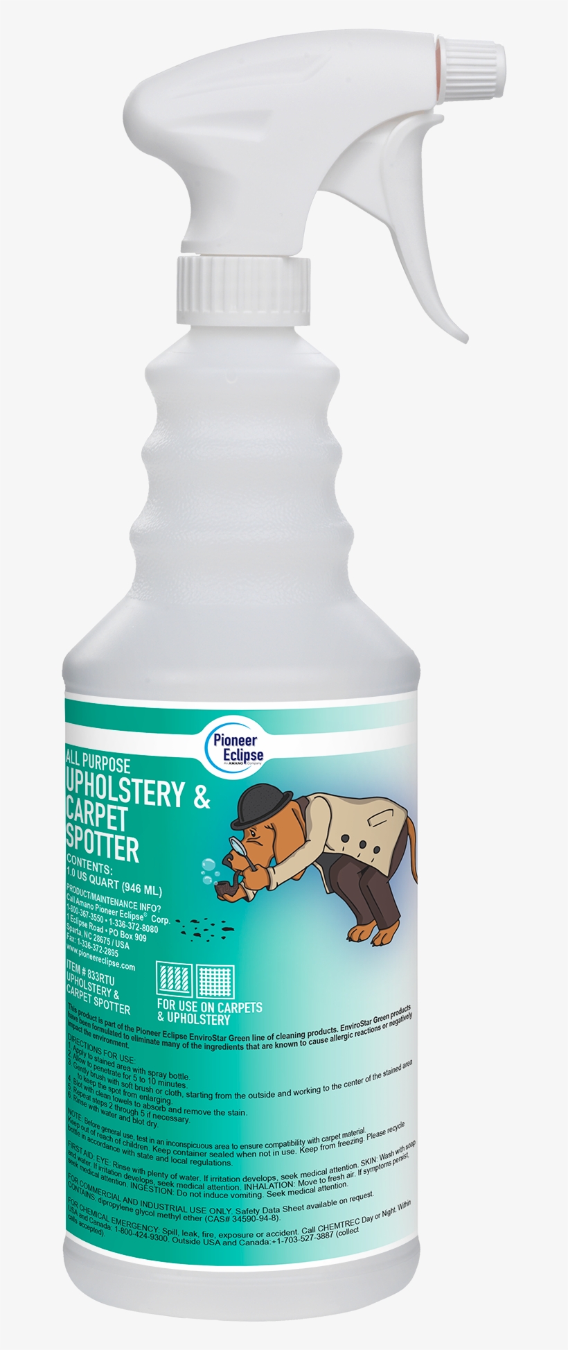 833rtu Pioneer Eclipse Carpet & Upholstery Spotter - American Sander Odor Hound Quart Bottles 12/bx #807rtu, transparent png #1043248