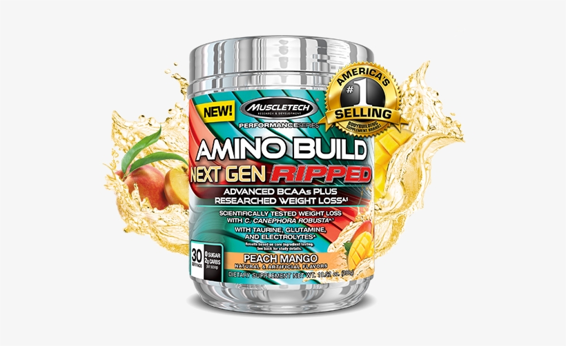 Amino Build Bottle - Amino Build Next Gen Ripped Muscle Tech, transparent png #1043632