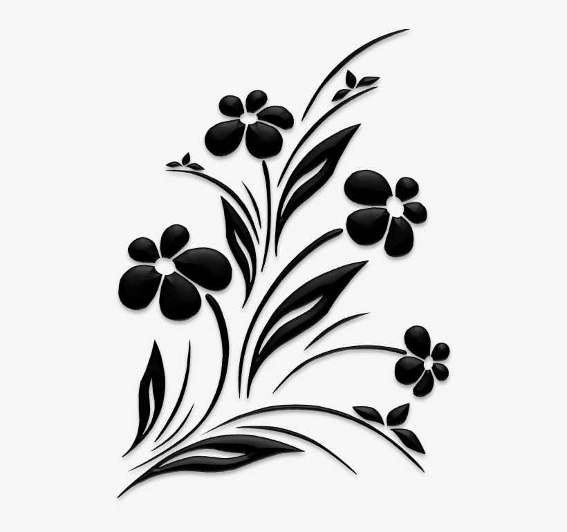 Flower Silhouette Png - Flower Design Black And White, transparent png #1043749