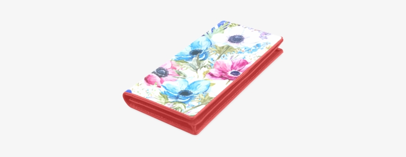 Watercolor Floral Pattern Women's Leather Wallet - Mobile Phone, transparent png #1044273