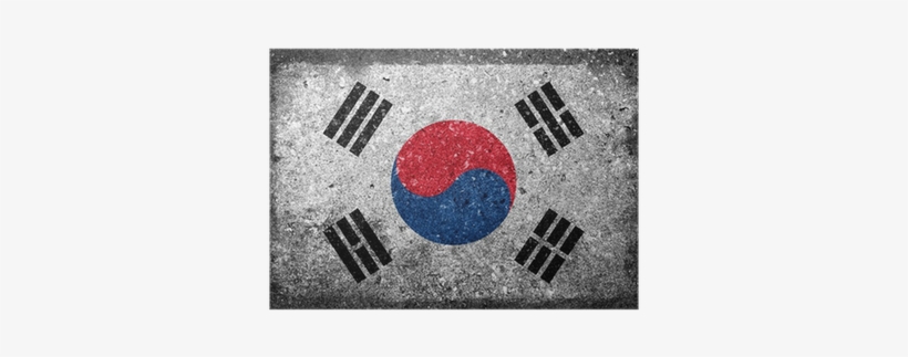 South Korean Flag Painted On Concrete Wall Poster • - South Korea Flag, transparent png #1044336