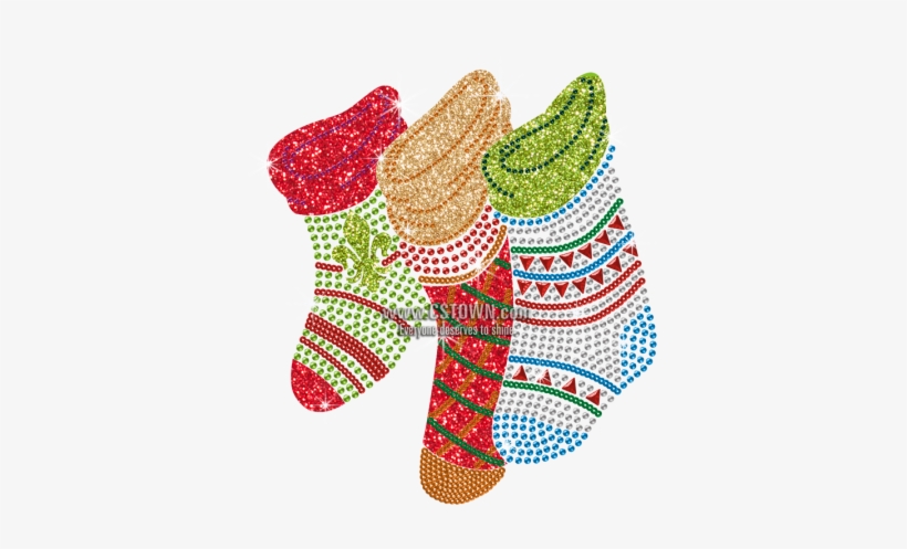 Glitter Bling Bling Christmas Stocking Iron On Transfer - Iron-on, transparent png #1044473