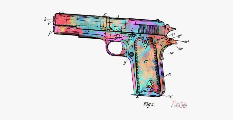 Png Black And White Stock Colorful Colt Browning Firearm - Colorful 1911, transparent png #1045176