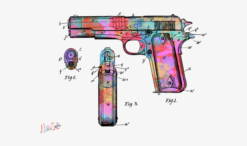 Clip Art Free Download Colorful Colt Browning Firearm - Zazzle Colt 1911, Der Die Gewehr-patent-kunst Zeichnet, transparent png #1045331