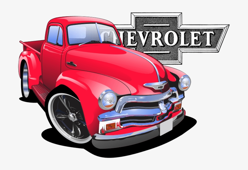 Chevy Pick Up - Old School Car Cartoon Car Drawing, transparent png #1046511