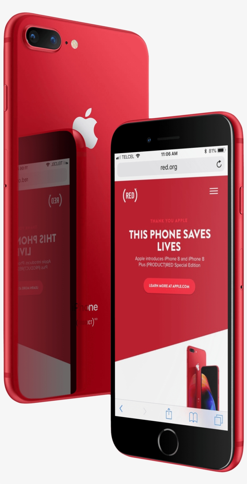 Red Iphone 8 - Red Iphone 8 Mock Up, transparent png #1046857