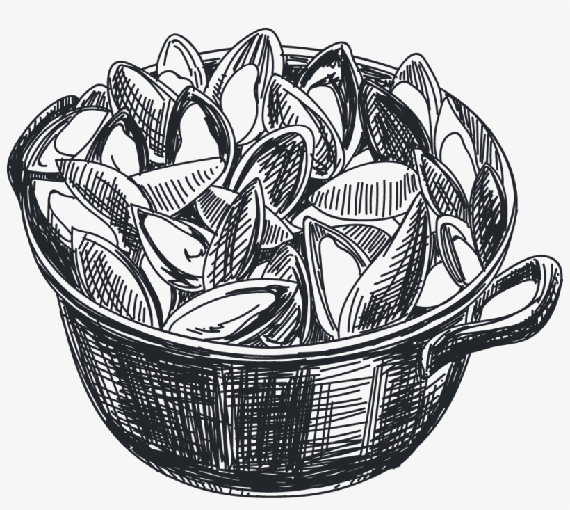 Mussel Italian Cuisine Drawing Seafood Icon - Mussel Pot Drawing, transparent png #1047133