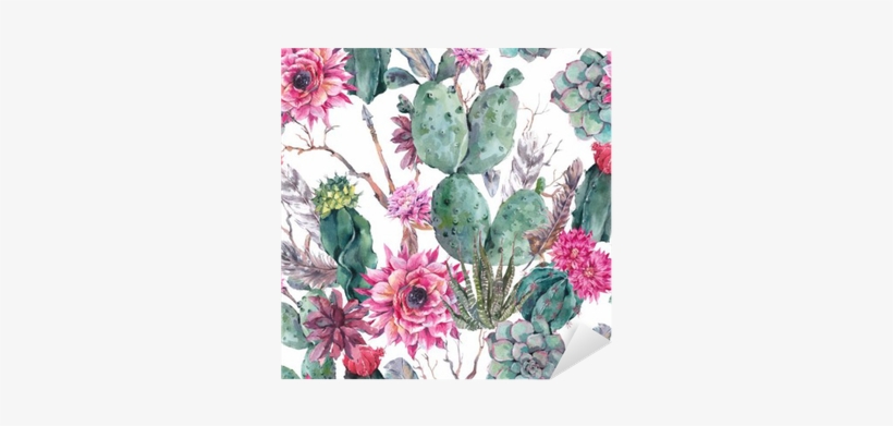 Cactus Watercolor Png Png Library - Waterproof Shower Curtain Liner With Hooks 72x72 Inch, transparent png #1047522