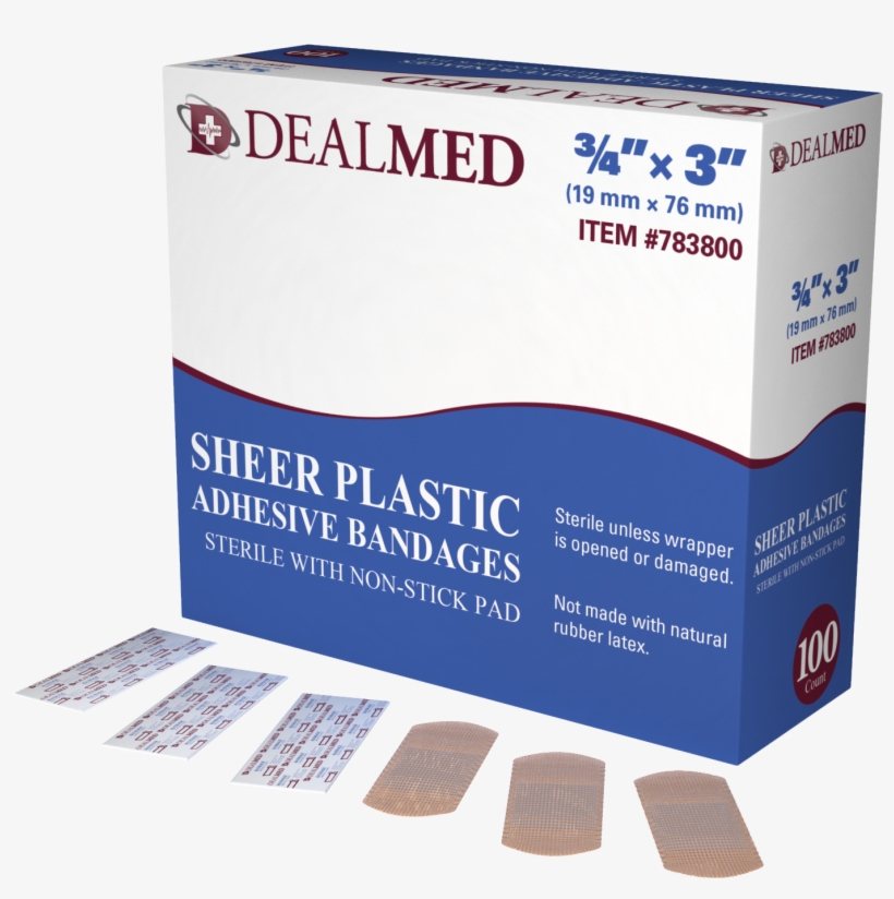 Dealmed Flexible Sheer Adhesive Bandages, 1" X 3",, transparent png #1047969