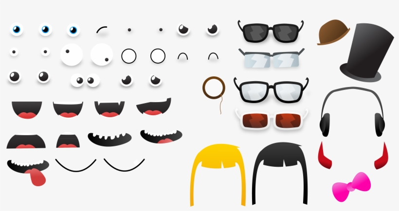Free Vector Elements Can Be Changed Cartoon Monster - Printable Eyes Ears Nose And Mouth, transparent png #1048099