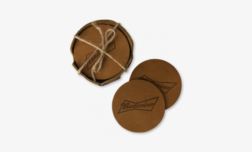Budweiser Leather Coasters & Holder - Drink Coaster, transparent png #1049170
