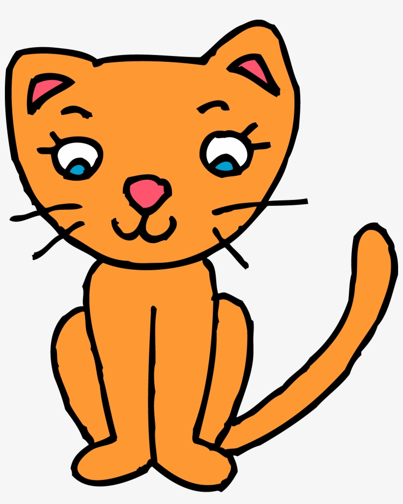 Cute Orange Kitty Cat Clipart - Cat Black And White Clip Art, transparent png #1049532