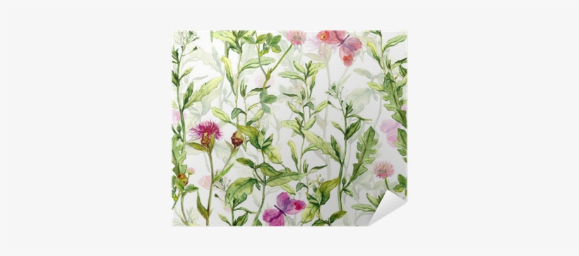 Grass, Herb And Flowers With Butterflies - Gear New 5791228-gn-ph1 Small Bird In Sprtern Watercolour, transparent png #1049566