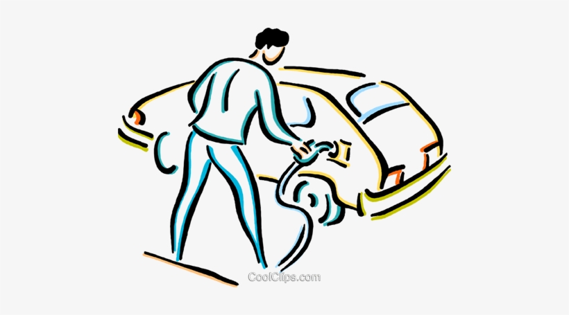 Man Putting Gas In His Car Royalty Free Vector Clip - Putting Gas In Car Drawing, transparent png #1050888