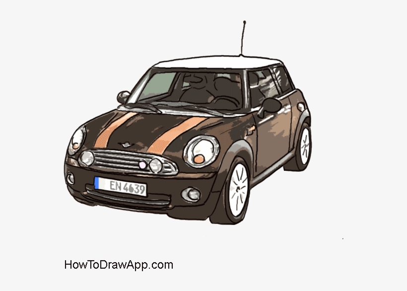 How To Draw An Old Fashioned Car - Mini Cooper Draw, transparent png #1050933