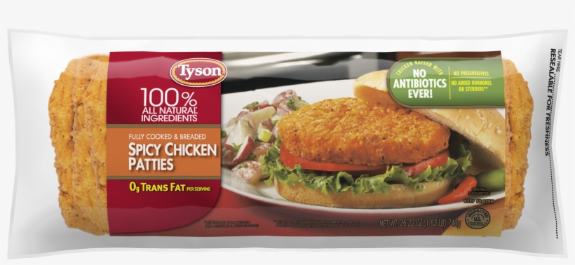 Tyson® Fully Cooked Spicy Chicken Patties, - Tyson Spicy Chicken Patties 26.22 Oz. Bag, transparent png #1051027