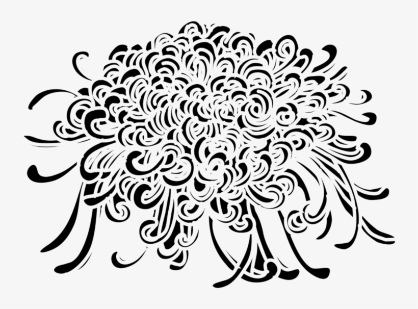 Minimalistic Black Line Art Hand Drawn Chrysanthemum - Portable Network Graphics, transparent png #1051360