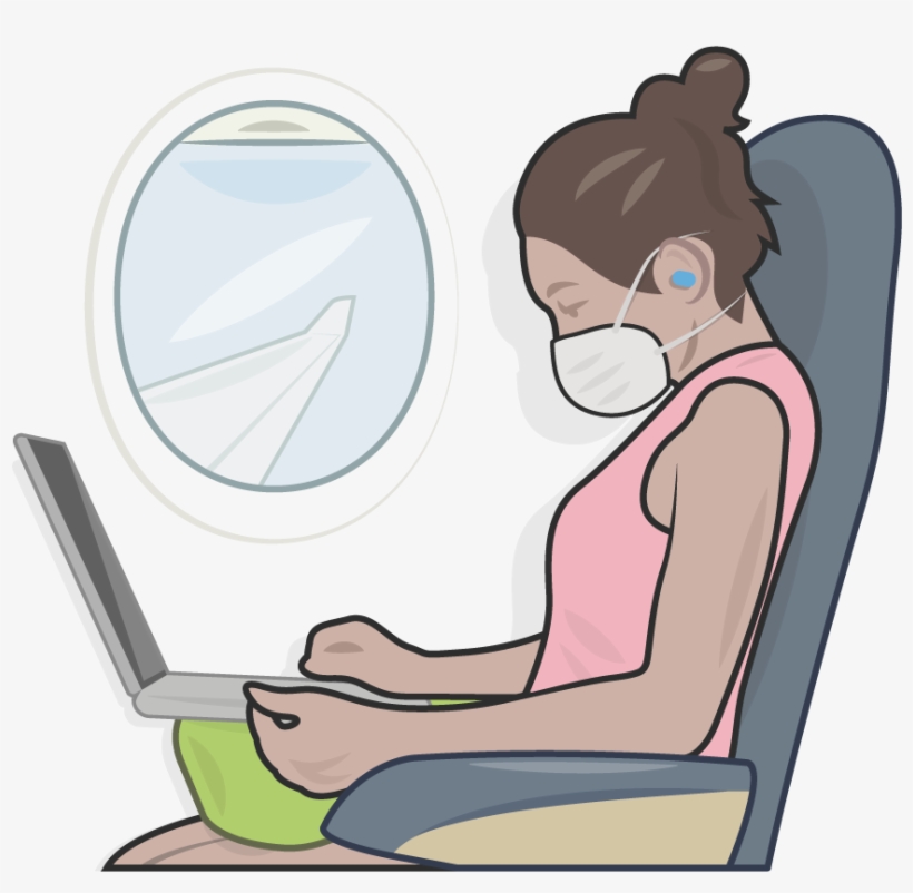 Woman Sitting On An Airplane Illustration - Sitting In The Plane Cartoon, transparent png #1052060