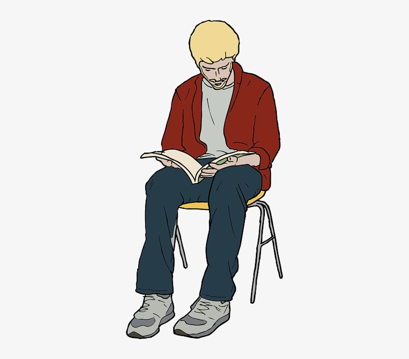 Library, Education, People, Man, Guy, Reading, Chair - Man Sitting In Chair Drawing, transparent png #1052129