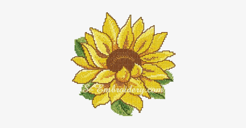10067 Cross Stitch Sunflower Embroidery No1 - Sunflower Embroidery Design, transparent png #1052697