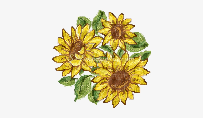 Cross Stitch Sunflower Embroidery Design - Embroidery, transparent png #1052802