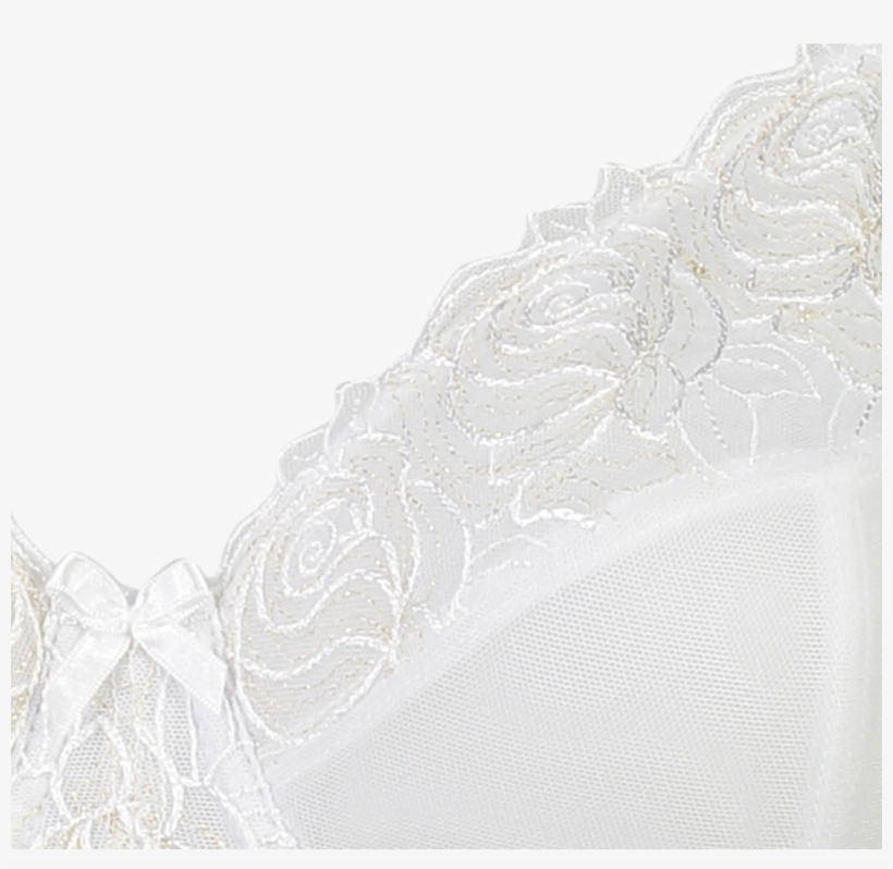 Support Rose Embroidery Bra White & Gold Brar04 2098white - Bra, transparent png #1053093
