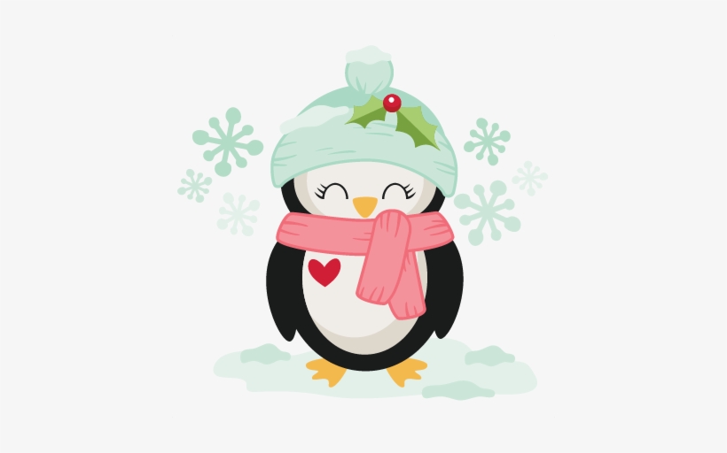 Winter Christmas Penguin Svg Scrapbook Cut File Cute - Cute Christmas Penguin Clipart, transparent png #1053329